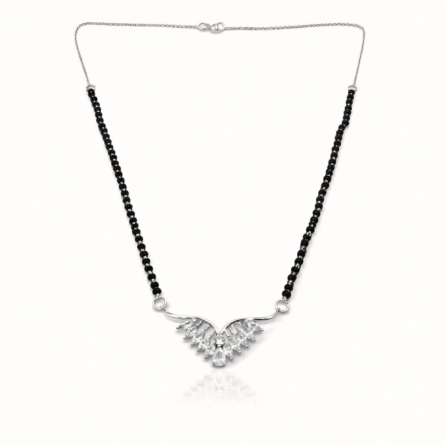 925 Sterling Silver Wing-Inspired Mangalsutra with Cubic Zirconia
