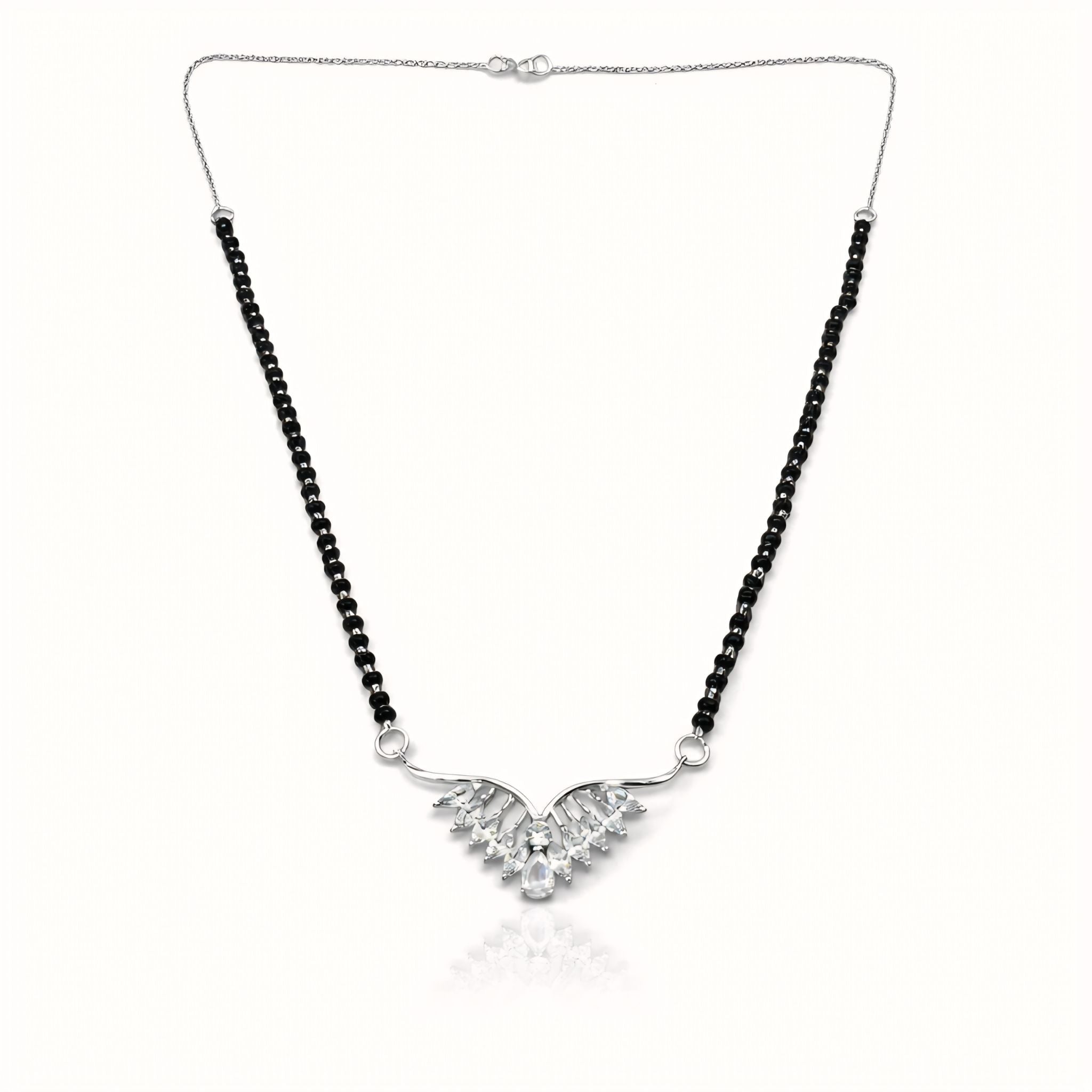 925 Sterling Silver Wing-Inspired Mangalsutra with Cubic Zirconia