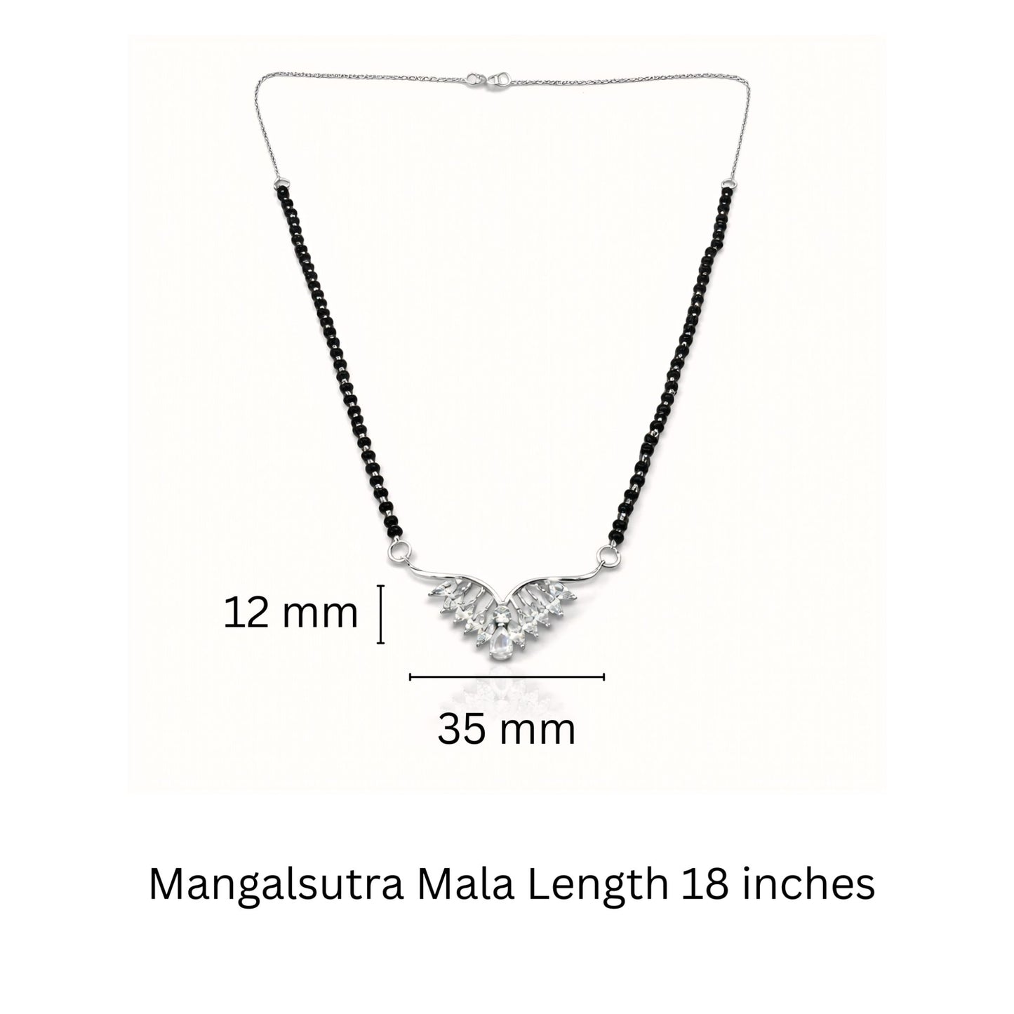 925 Sterling Silver Wing-Inspired Mangalsutra with Cubic Zirconia