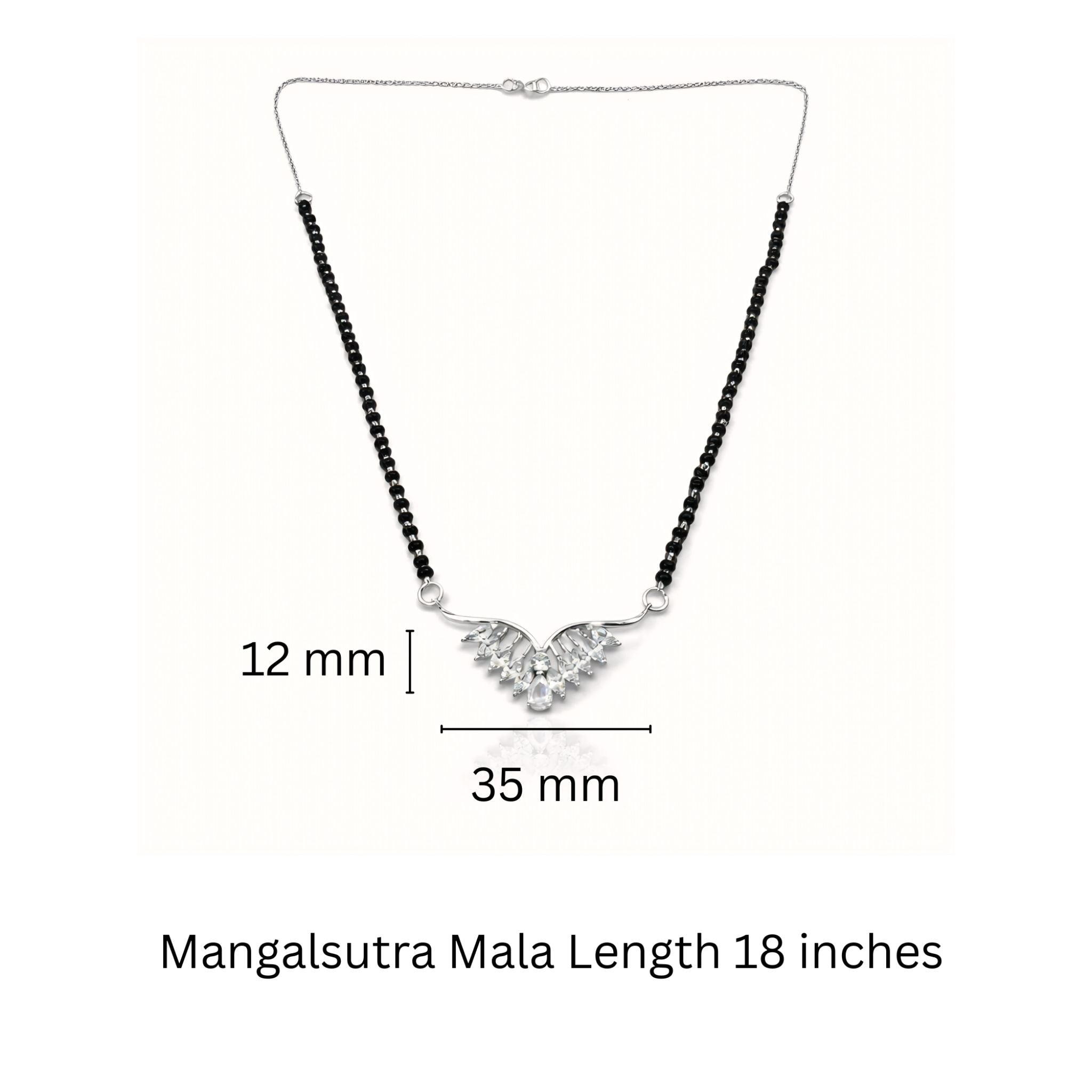 925 Sterling Silver Wing-Inspired Mangalsutra with Cubic Zirconia