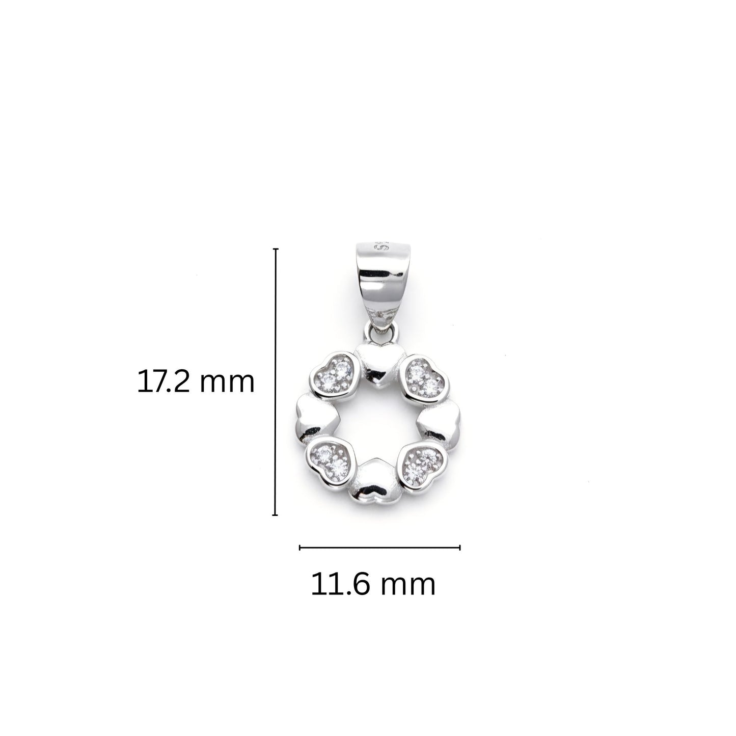 925 Sterling Silver Heart Wreath Pendant with Cubic Zirconia