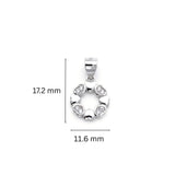 925 Sterling Silver Heart Wreath Pendant with Cubic Zirconia