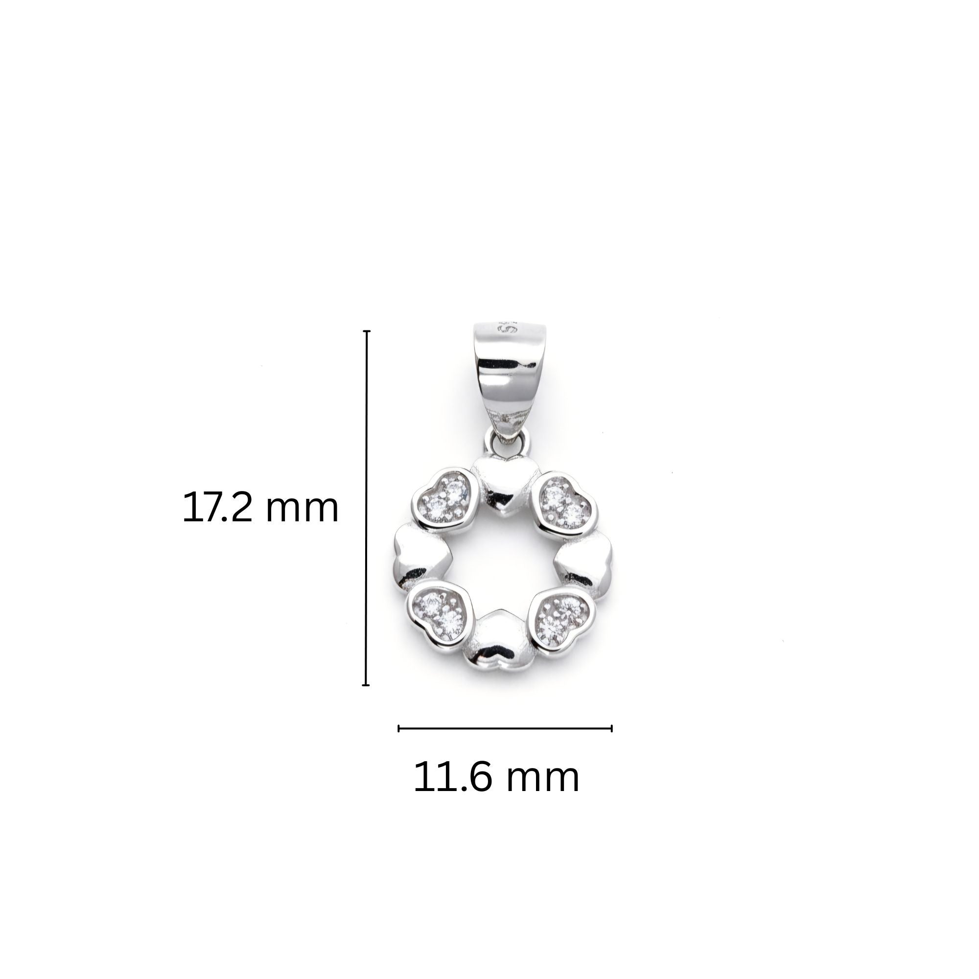 925 Sterling Silver Heart Wreath Pendant with Cubic Zirconia