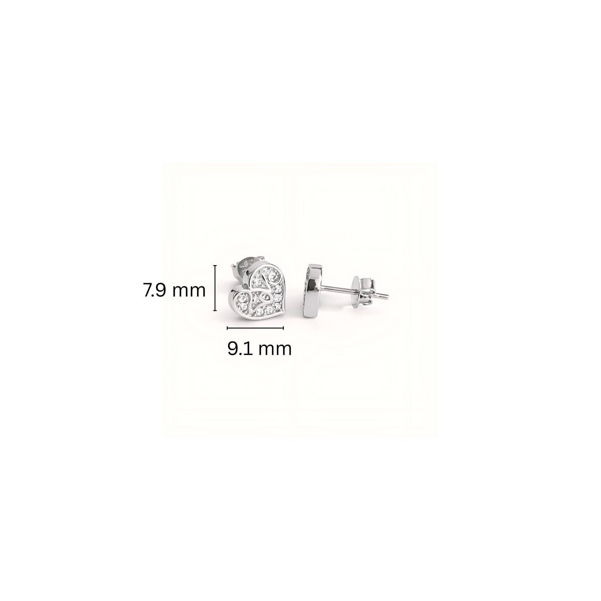 925 Sterling Silver LOVE Heart Stud Earrings With Cubic Zirconia