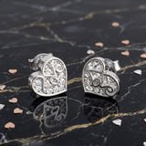 925 Sterling Silver LOVE Heart Stud Earrings With Cubic Zirconia