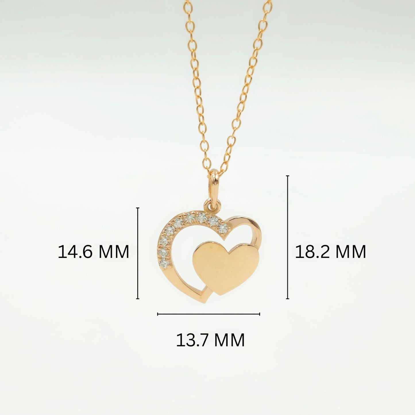 Rose Gold-Plated 925 Sterling Silver Interlocking Heart Pendant and Earrings Set With Cubic Zirconia