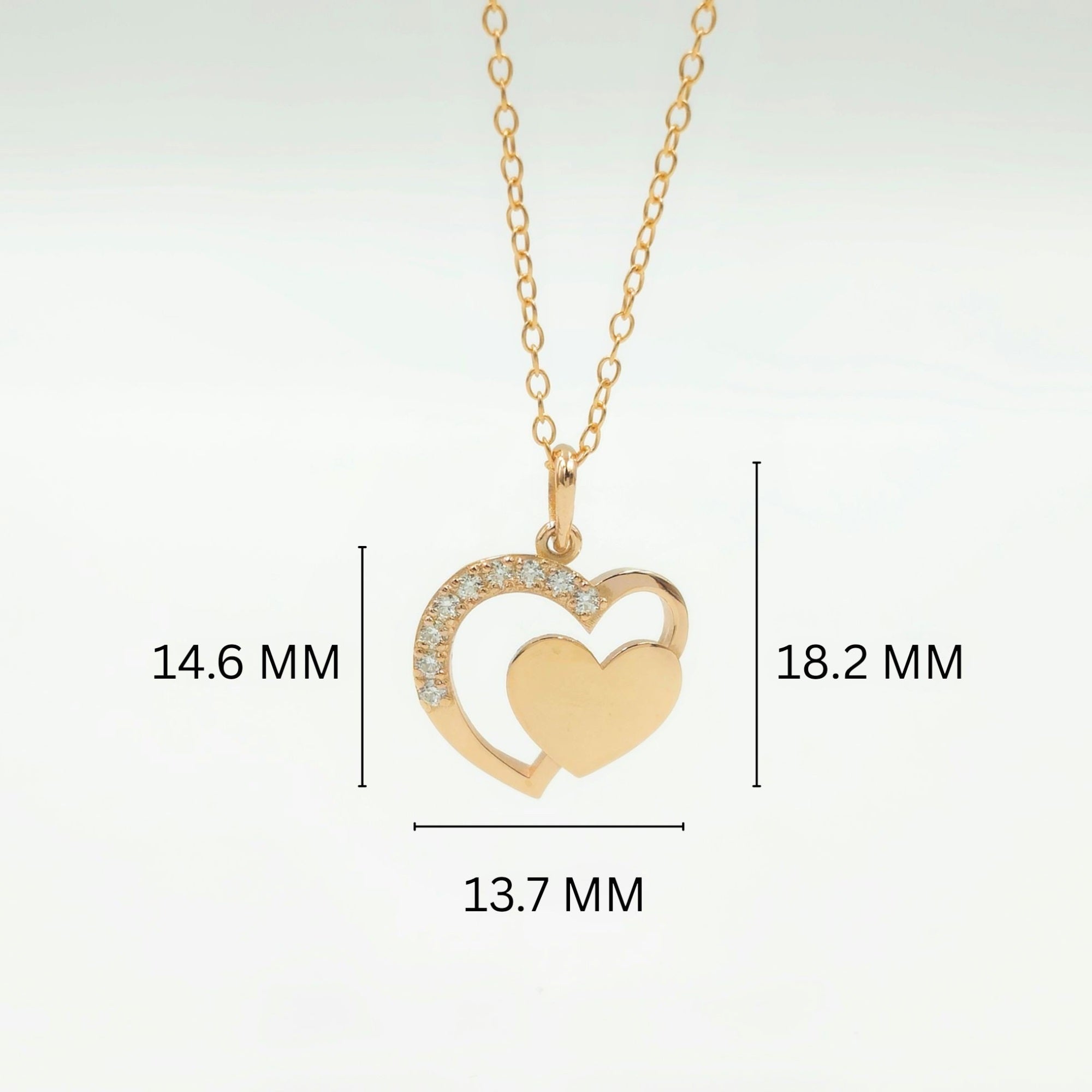 Rose Gold-Plated 925 Sterling Silver Interlocking Heart Pendant and Earrings Set With Cubic Zirconia
