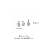 925 Sterling Silver Bezel-Set Round Cut Cubic Zirconia Pendant and Earrings Set