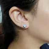 925 Sterling Silver Bezel-Set Round Cut Cubic Zirconia Pendant and Earrings Set
