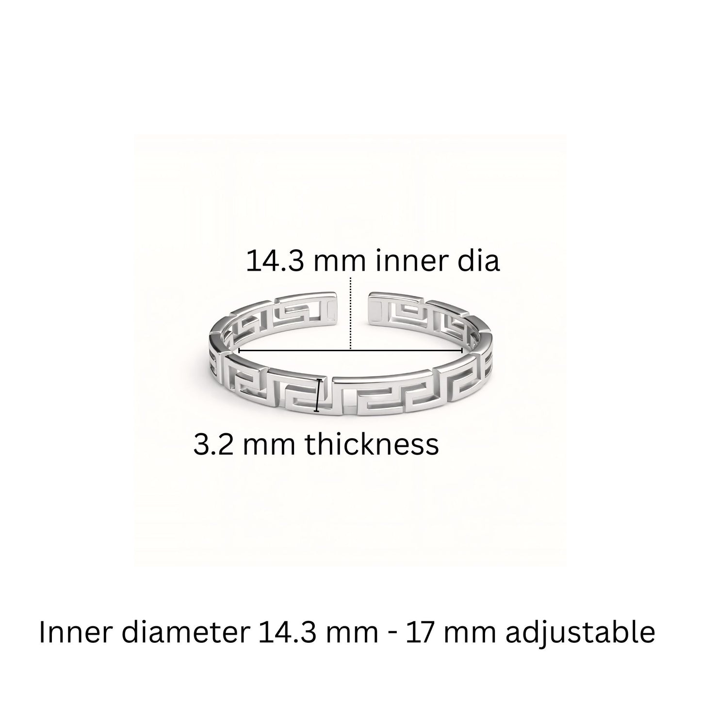 925 Sterling Silver Greek Key Toe Rings