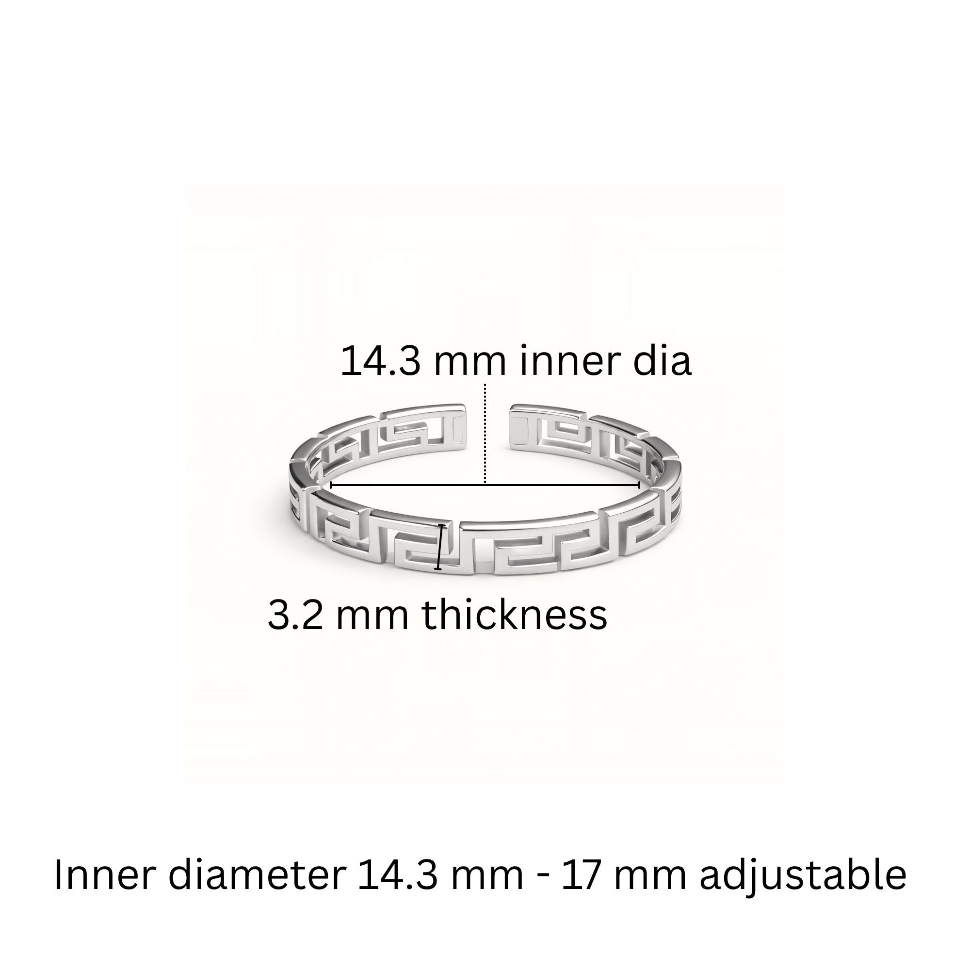 925 Sterling Silver Greek Key Toe Rings