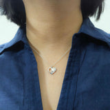 925 Sterling Silver Heart Pendant and Earrings Jewelry Set With Cubic Zirconia