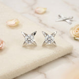 925 Sterling Silver Starburst Solitaire Pendant and Earrings Set With Cubic Zirconia