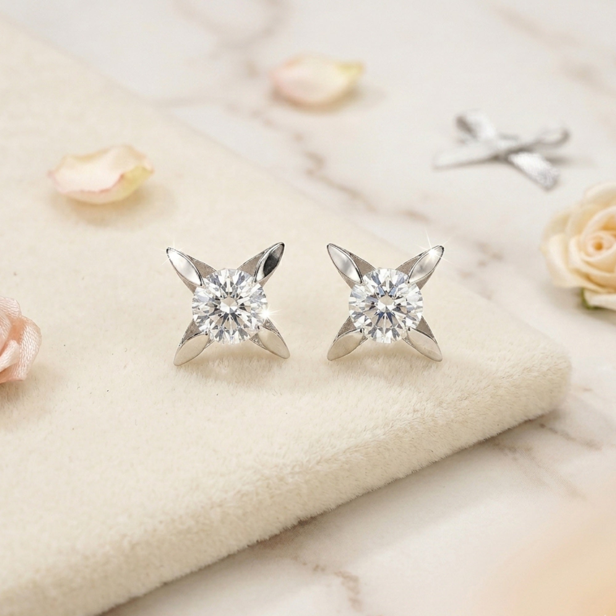 925 Sterling Silver Starburst Solitaire Pendant and Earrings Set With Cubic Zirconia