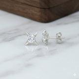 925 Sterling Silver Starburst Solitaire Pendant and Earrings Set With Cubic Zirconia