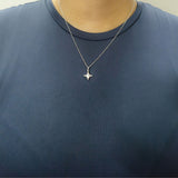 925 Sterling Silver Starburst Solitaire Pendant and Earrings Set With Cubic Zirconia