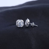 925 Sterling Silver Art Deco Solitaire Halo Stud Earrings with Cubic Zirconia