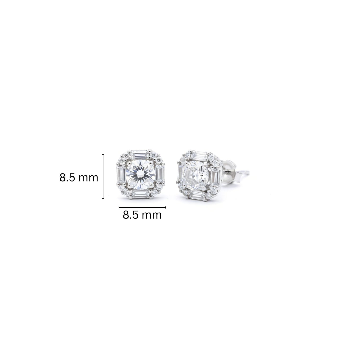 925 Sterling Silver Art Deco Solitaire Halo Stud Earrings with Cubic Zirconia