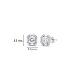 925 Sterling Silver Art Deco Solitaire Halo Stud Earrings with Cubic Zirconia