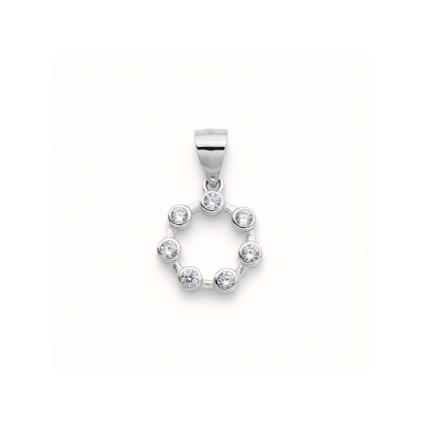 925 Sterling Silver Open Circle Eternity Pendant with Cubic Zirconia