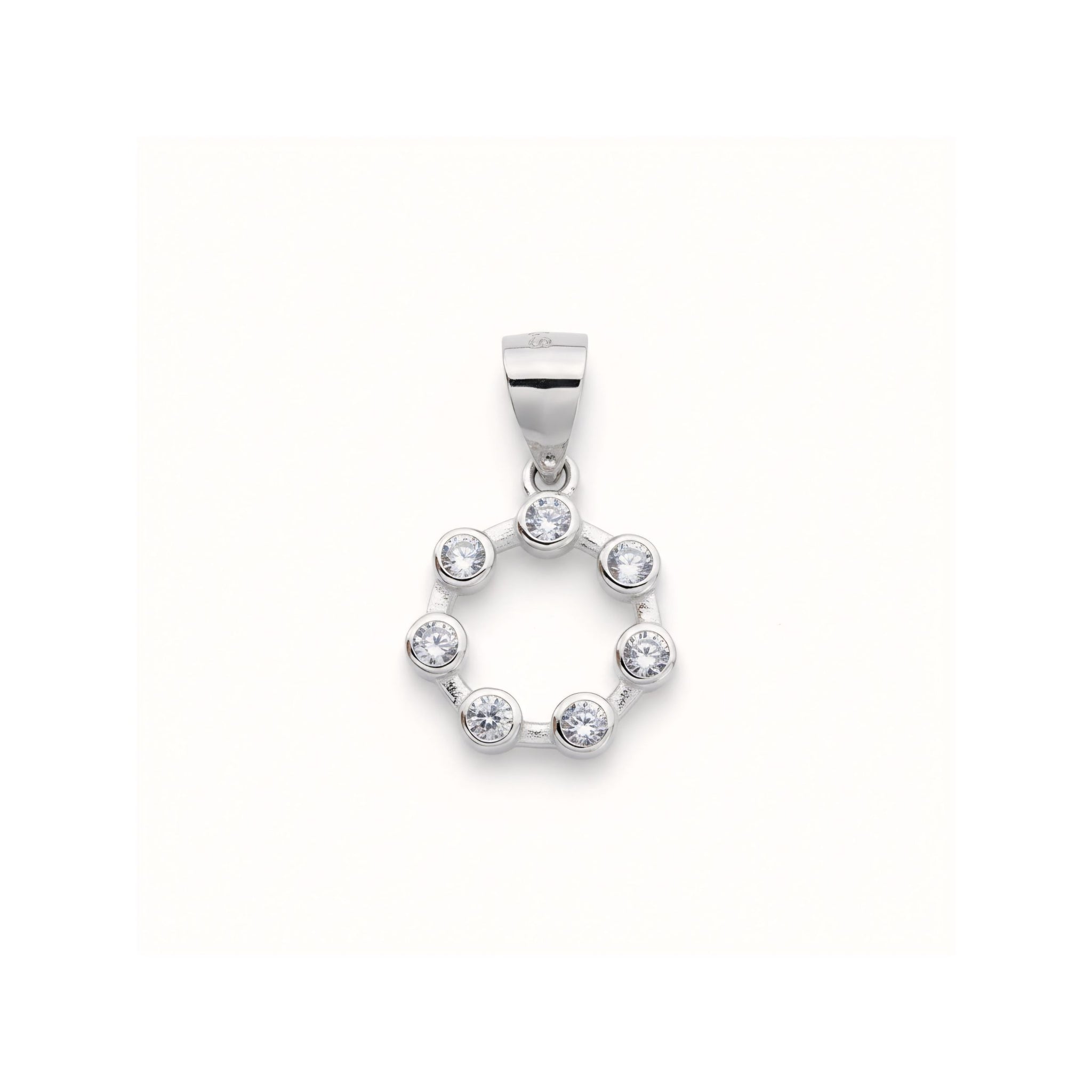 925 Sterling Silver Open Circle Eternity Pendant with Cubic Zirconia