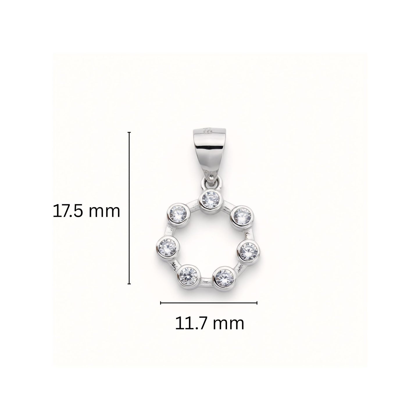 925 Sterling Silver Open Circle Eternity Pendant with Cubic Zirconia