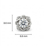 925 Sterling Silver Cushion Floral Halo Stud Earrings With Round Cubic Zirconia Solitaire