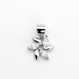 925 Sterling Silver Floral Pinwheel Pendant with Marquise-Cut Cubic Zirconia