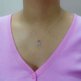 925 Sterling Silver Floral Pinwheel Pendant with Marquise-Cut Cubic Zirconia