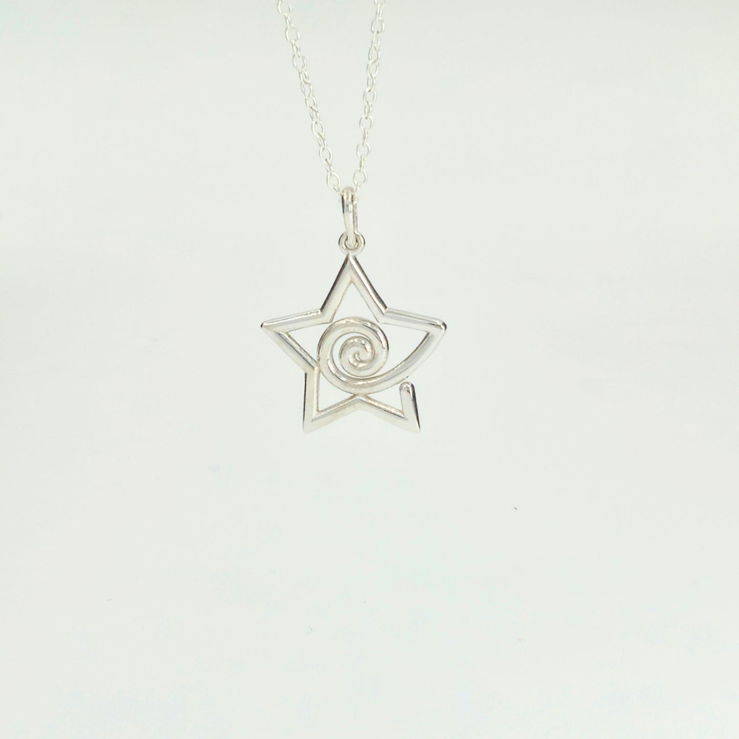 925 Sterling Silver Star Spiral Pendant and Earrings Jewelry Set
