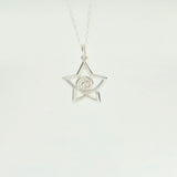 925 Sterling Silver Star Spiral Pendant and Earrings Jewelry Set