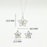 925 Sterling Silver Star Spiral Pendant and Earrings Jewelry Set