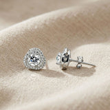 925 Sterling Silver Twisted Halo Stud Earrings With Round Solitare Cubic Zirconia