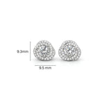 925 Sterling Silver Twisted Halo Stud Earrings With Round Solitare Cubic Zirconia