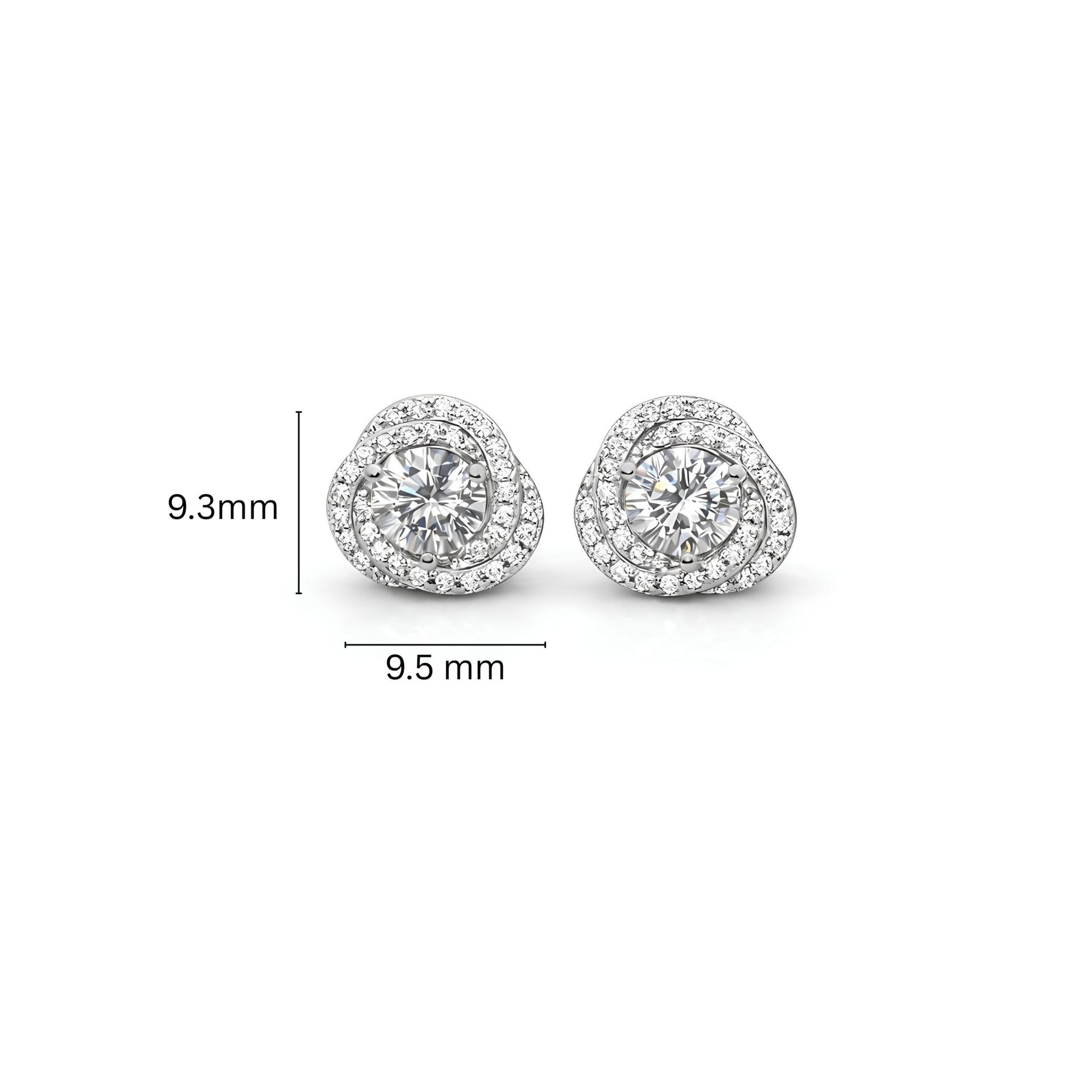 925 Sterling Silver Twisted Halo Stud Earrings With Round Solitare Cubic Zirconia