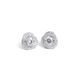 925 Sterling Silver Twisted Halo Stud Earrings With Round Solitare Cubic Zirconia