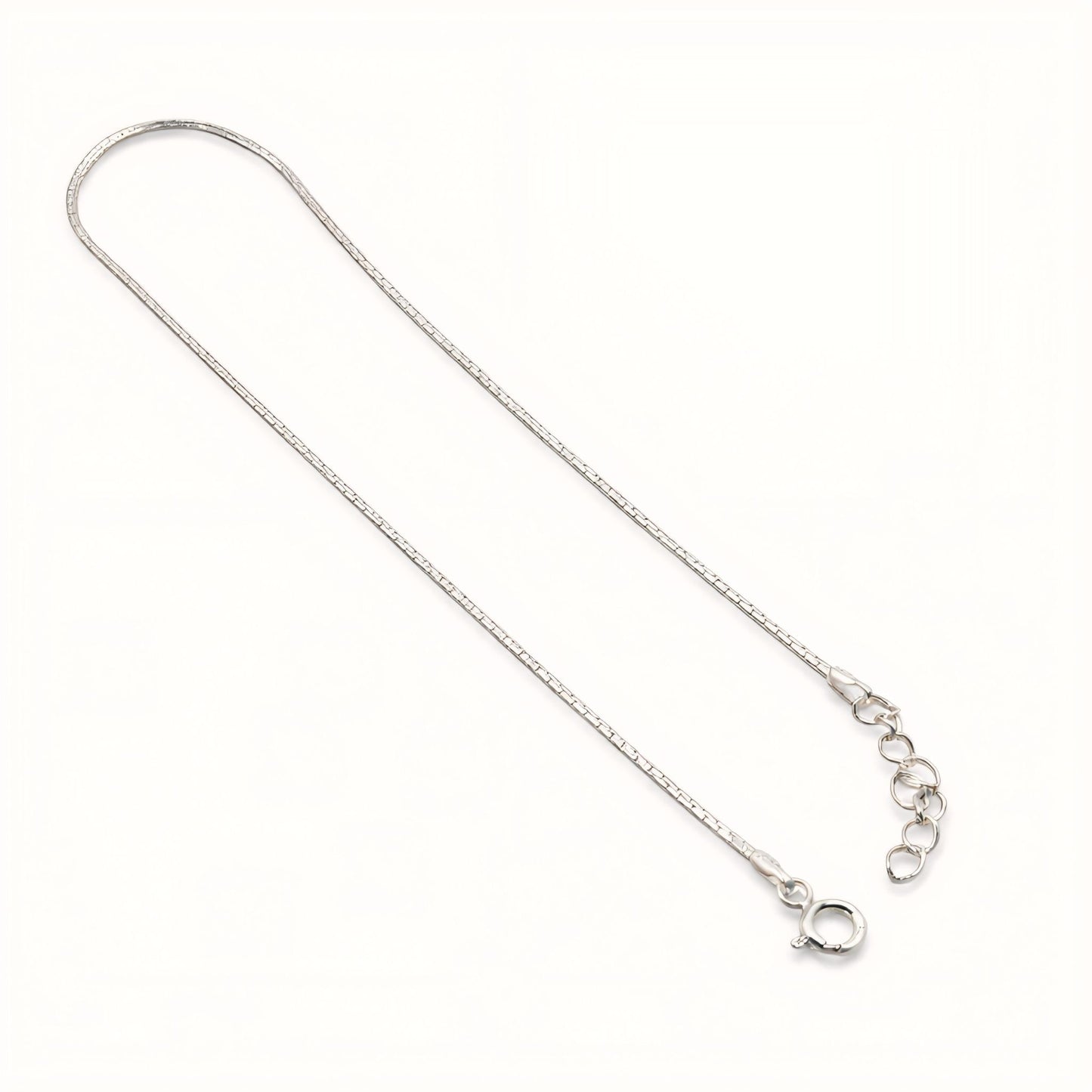 925 Sterling Silver Minimal Flat-Link Anklet with Adjustable Chain
