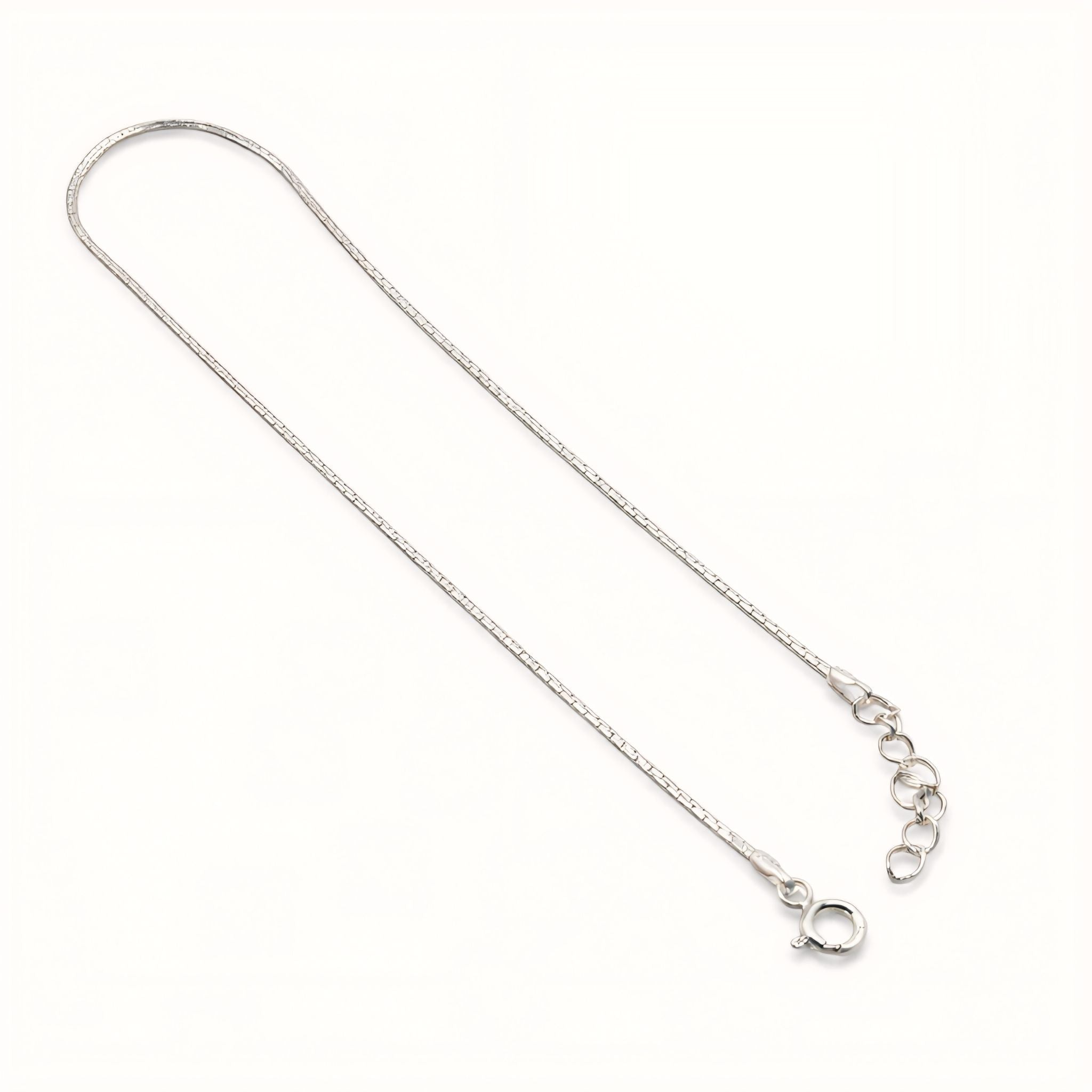 925 Sterling Silver Minimal Flat-Link Anklet with Adjustable Chain