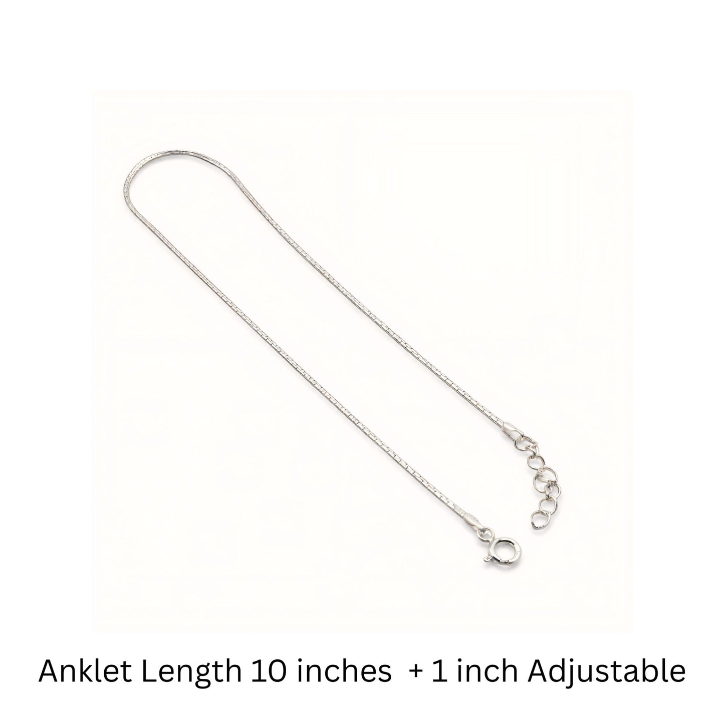 925 Sterling Silver Minimal Flat-Link Anklet with Adjustable Chain