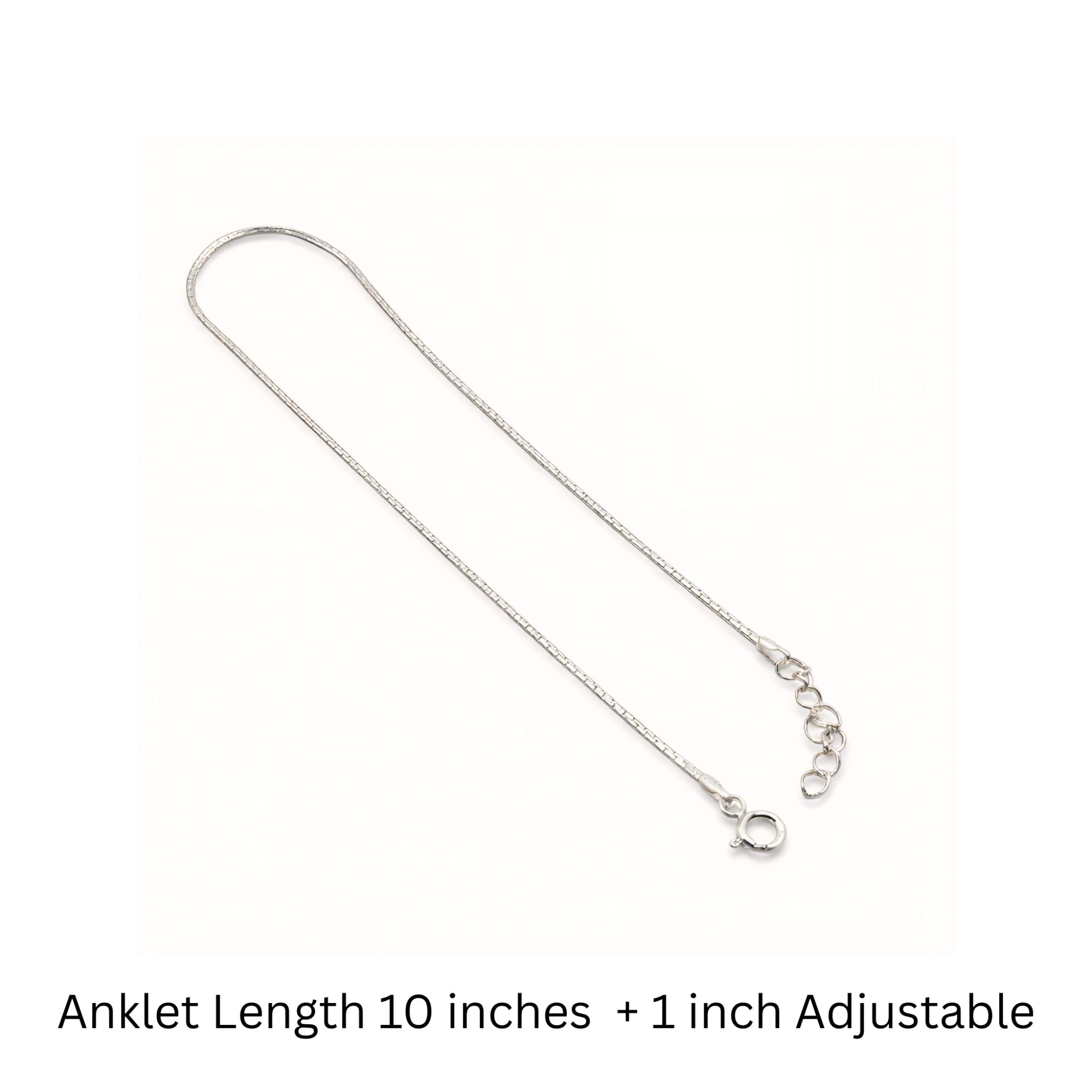 925 Sterling Silver Minimal Flat-Link Anklet with Adjustable Chain
