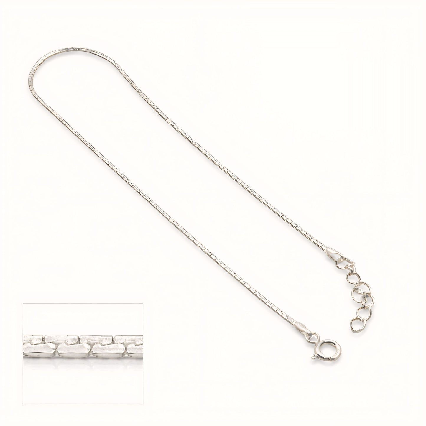925 Sterling Silver Minimal Flat-Link Anklet with Adjustable Chain
