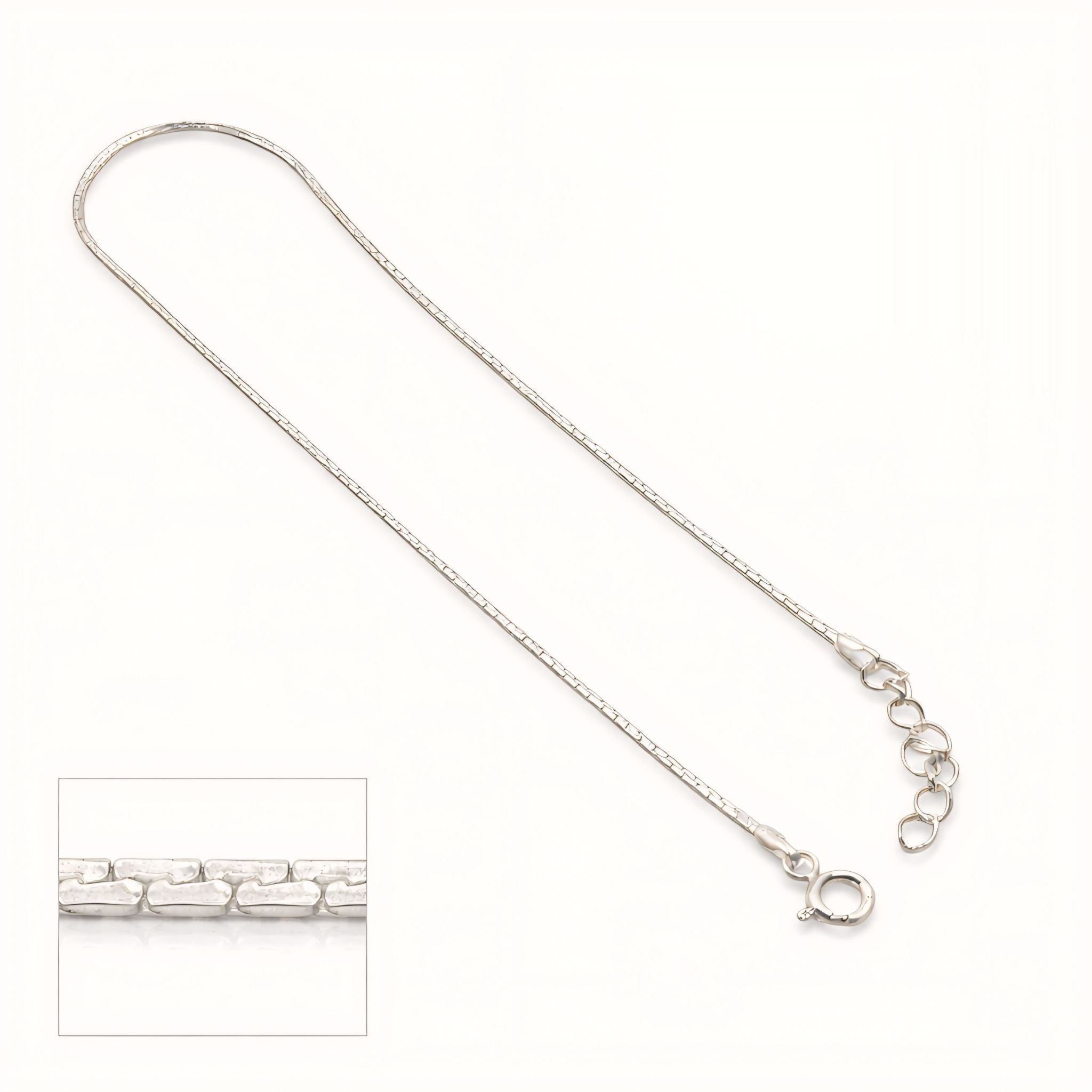 925 Sterling Silver Minimal Flat-Link Anklet with Adjustable Chain