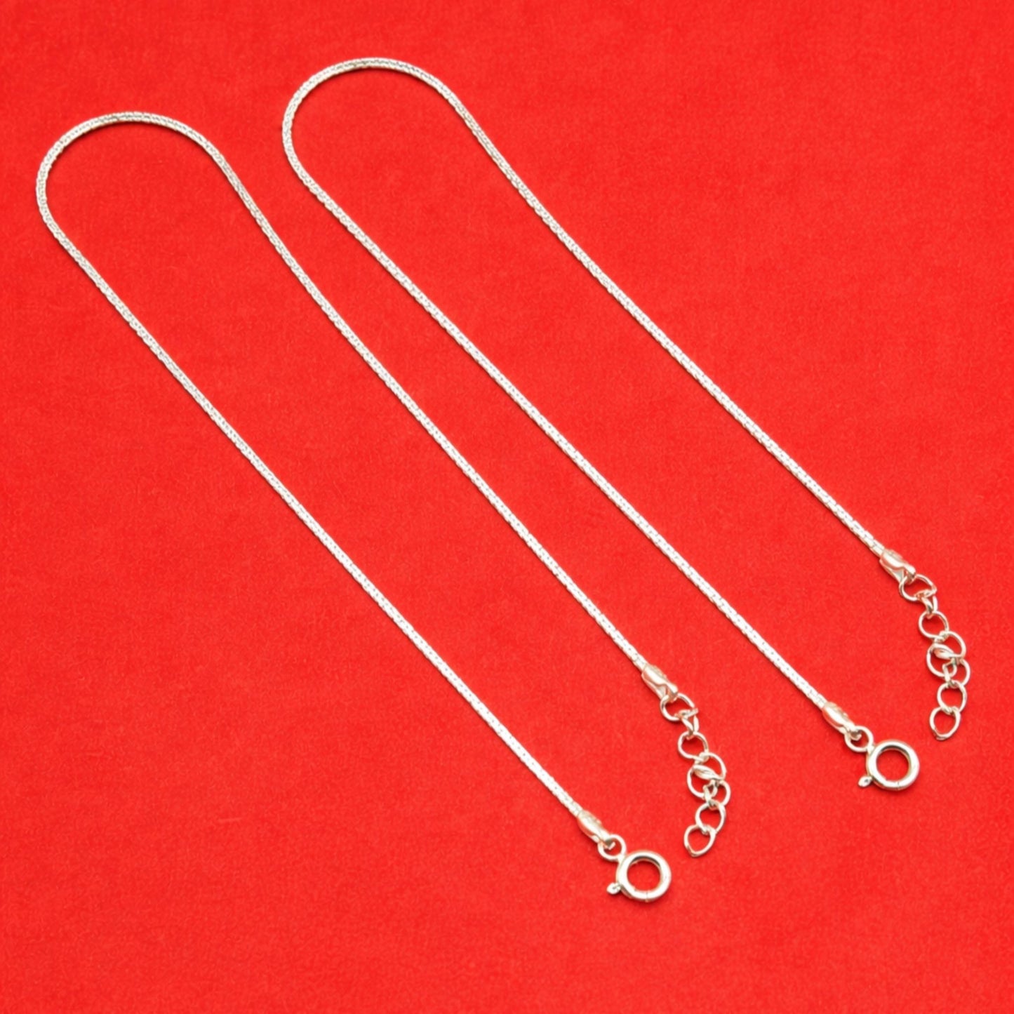 925 Sterling Silver Minimal Flat-Link Anklet with Adjustable Chain