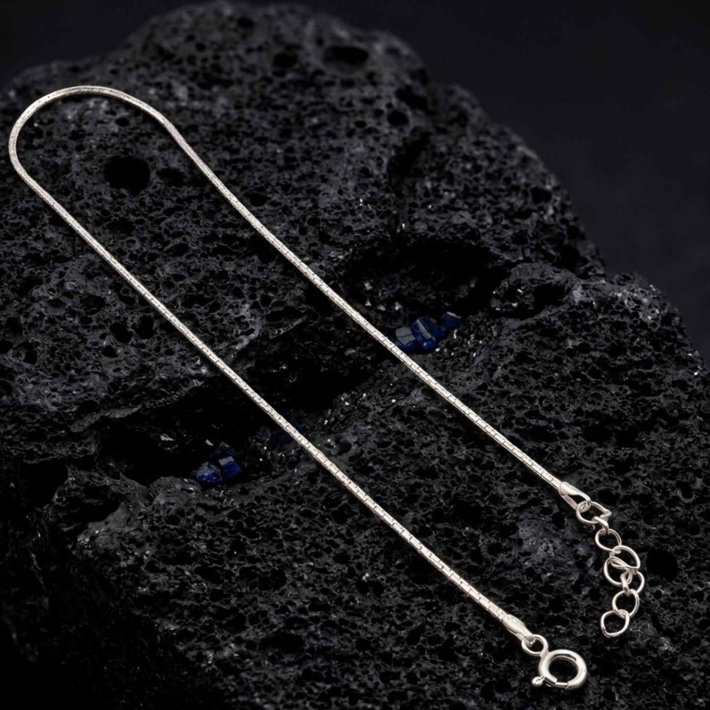 925 Sterling Silver Minimal Flat-Link Anklet with Adjustable Chain