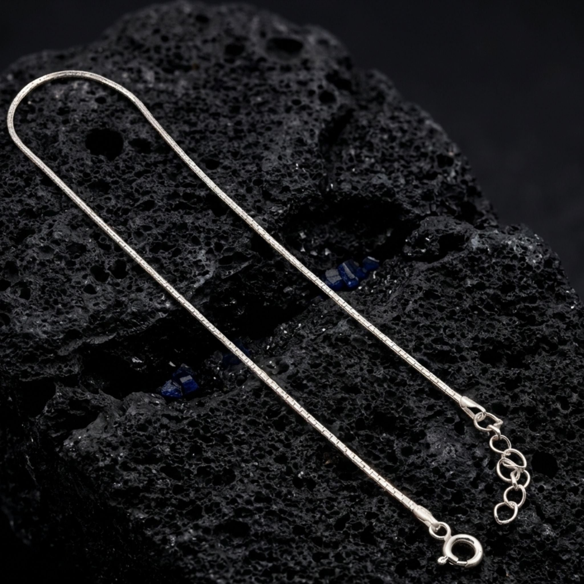 925 Sterling Silver Minimal Flat-Link Anklet with Adjustable Chain