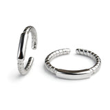 925 Sterling Silver Ribbed Toe Rings with Center Bar