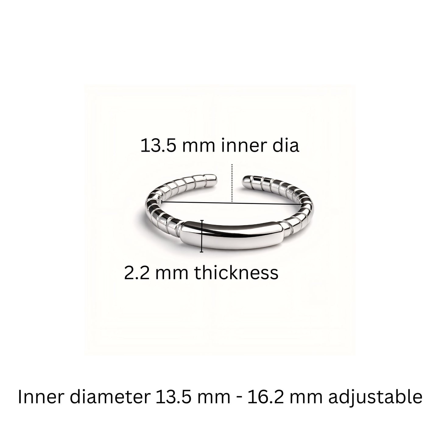 925 Sterling Silver Ribbed Toe Rings with Center Bar