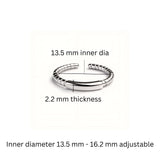 925 Sterling Silver Ribbed Toe Rings with Center Bar