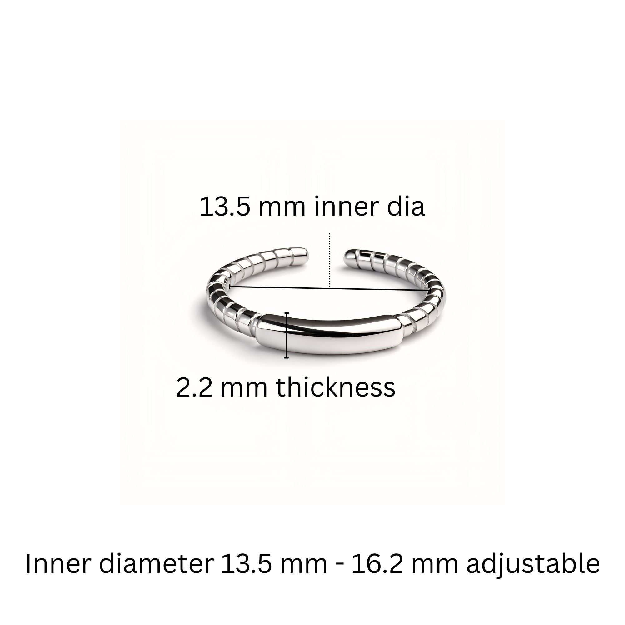 925 Sterling Silver Ribbed Toe Rings with Center Bar