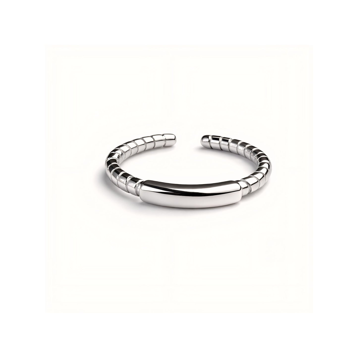 925 Sterling Silver Ribbed Toe Rings with Center Bar
